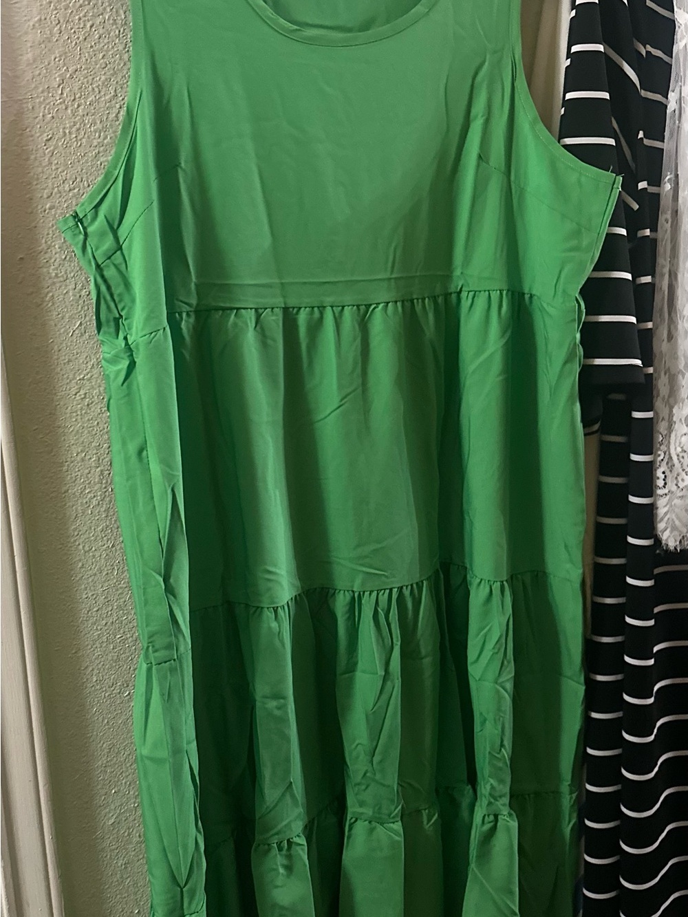 Bright Green Tiered Sleeveless Dress